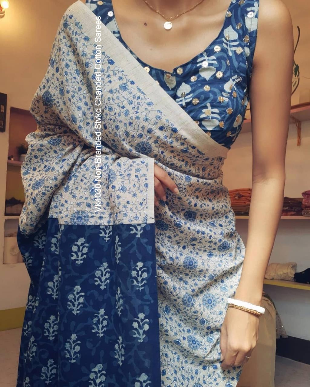 Vk4030 Non-Branded Stvkd Chanderi Cotton Sarees