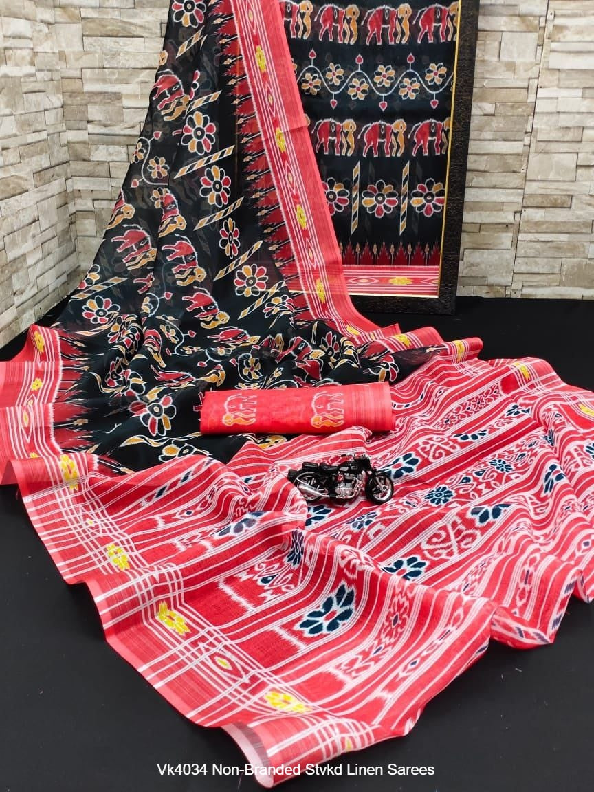 Vk4034 Non-Branded Stvkd Linen Sarees