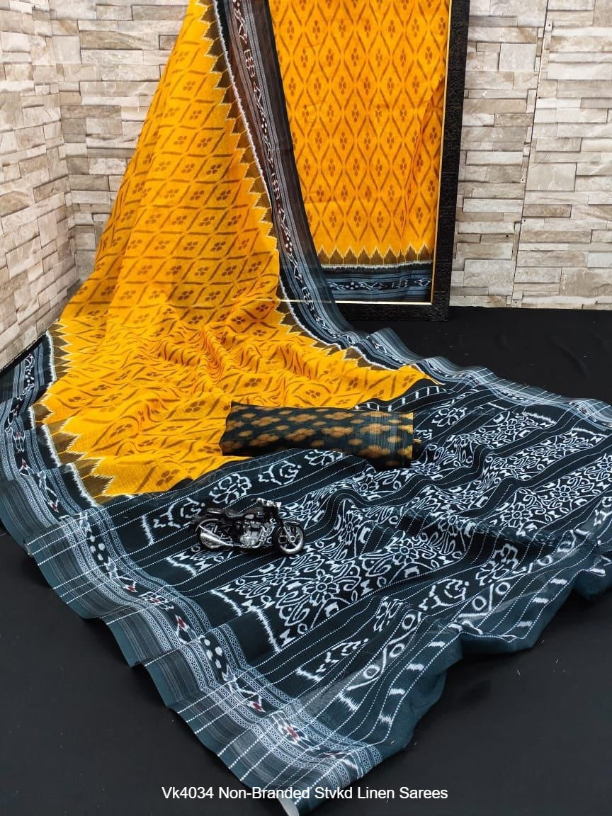 Vk4034 Non-Branded Stvkd Linen Sarees