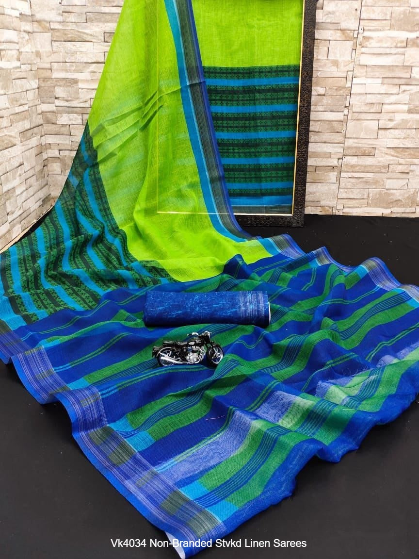 Vk4034 Non-Branded Stvkd Linen Sarees
