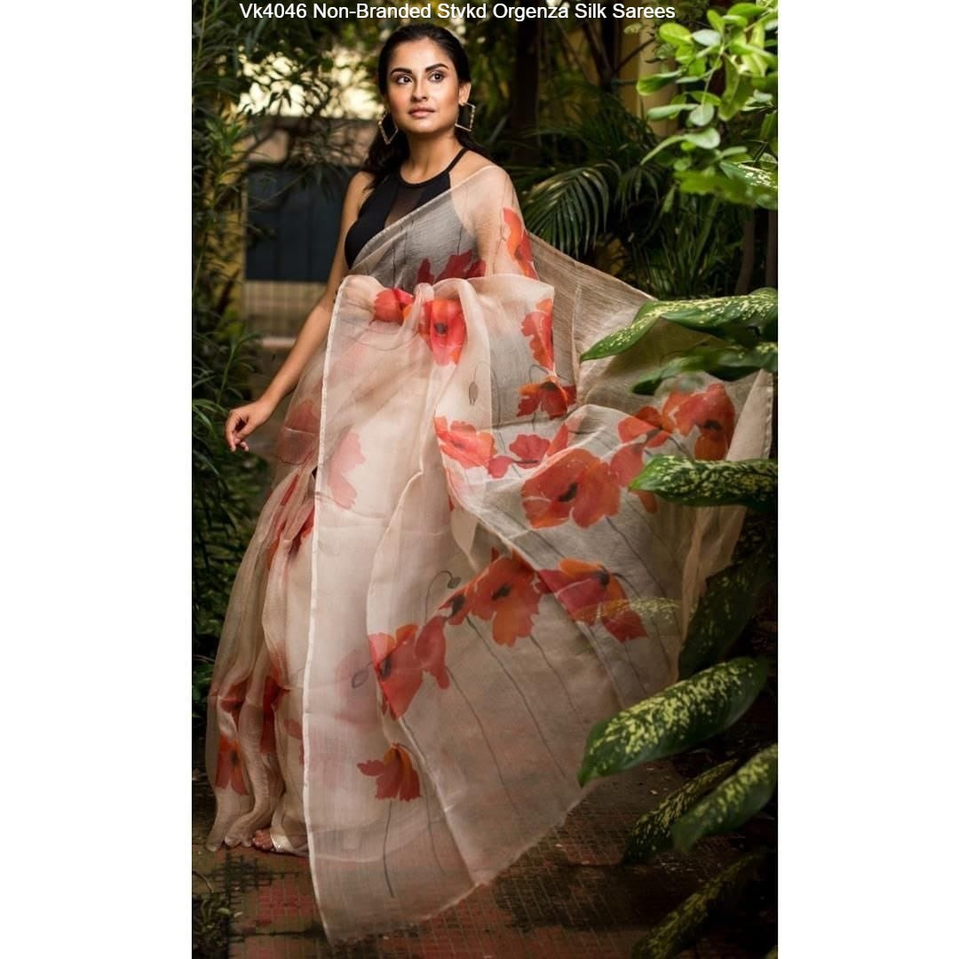 Vk4046 Non-Branded Stvkd Orgenza Silk Sarees