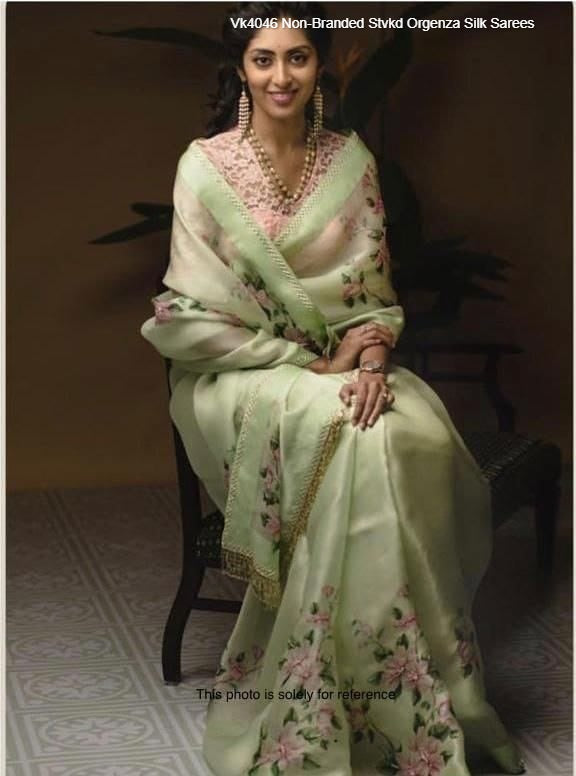 Vk4046 Non-Branded Stvkd Orgenza Silk Sarees