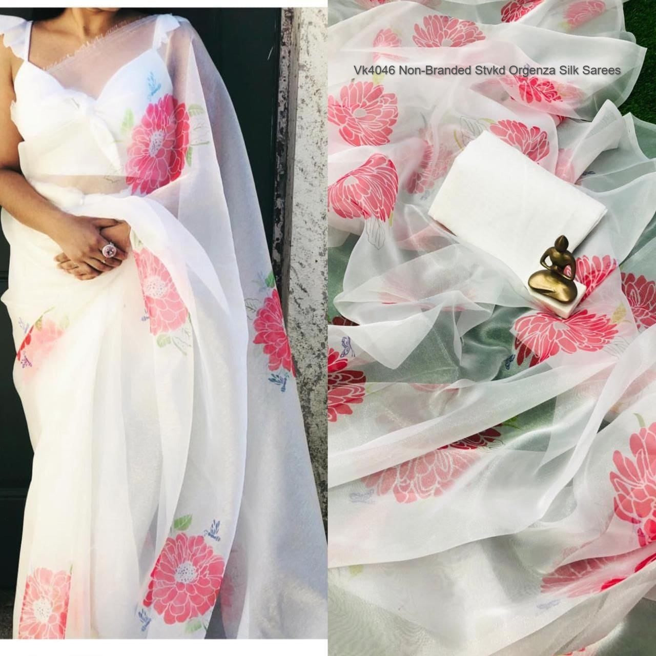 Vk4046 Non-Branded Stvkd Orgenza Silk Sarees