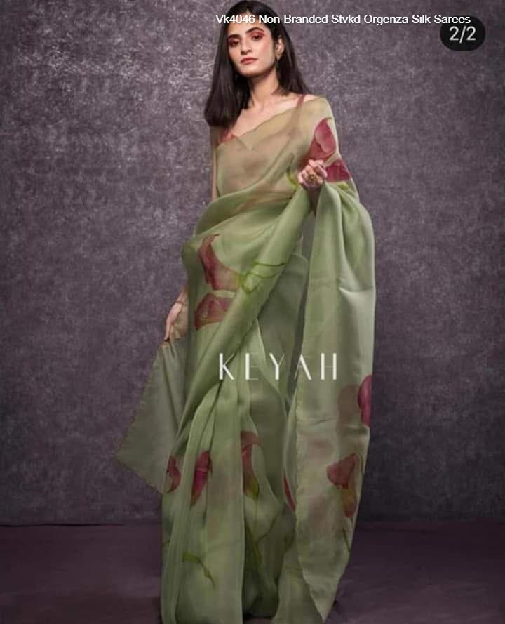 Vk4046 Non-Branded Stvkd Orgenza Silk Sarees