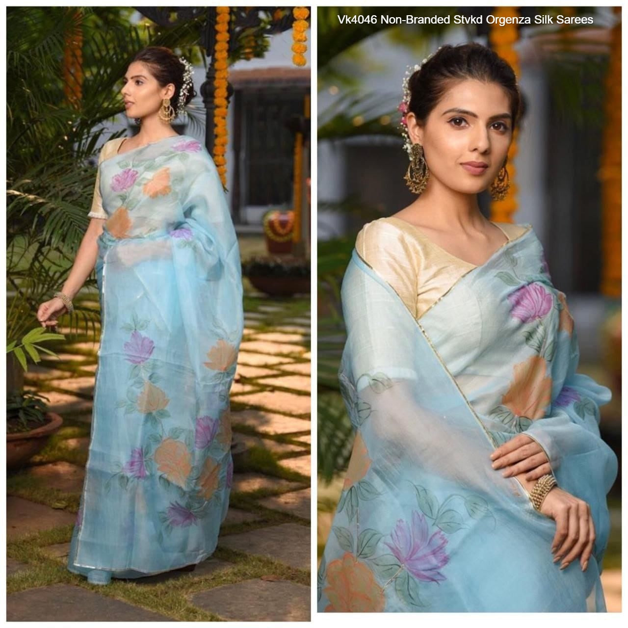 Vk4046 Non-Branded Stvkd Orgenza Silk Sarees