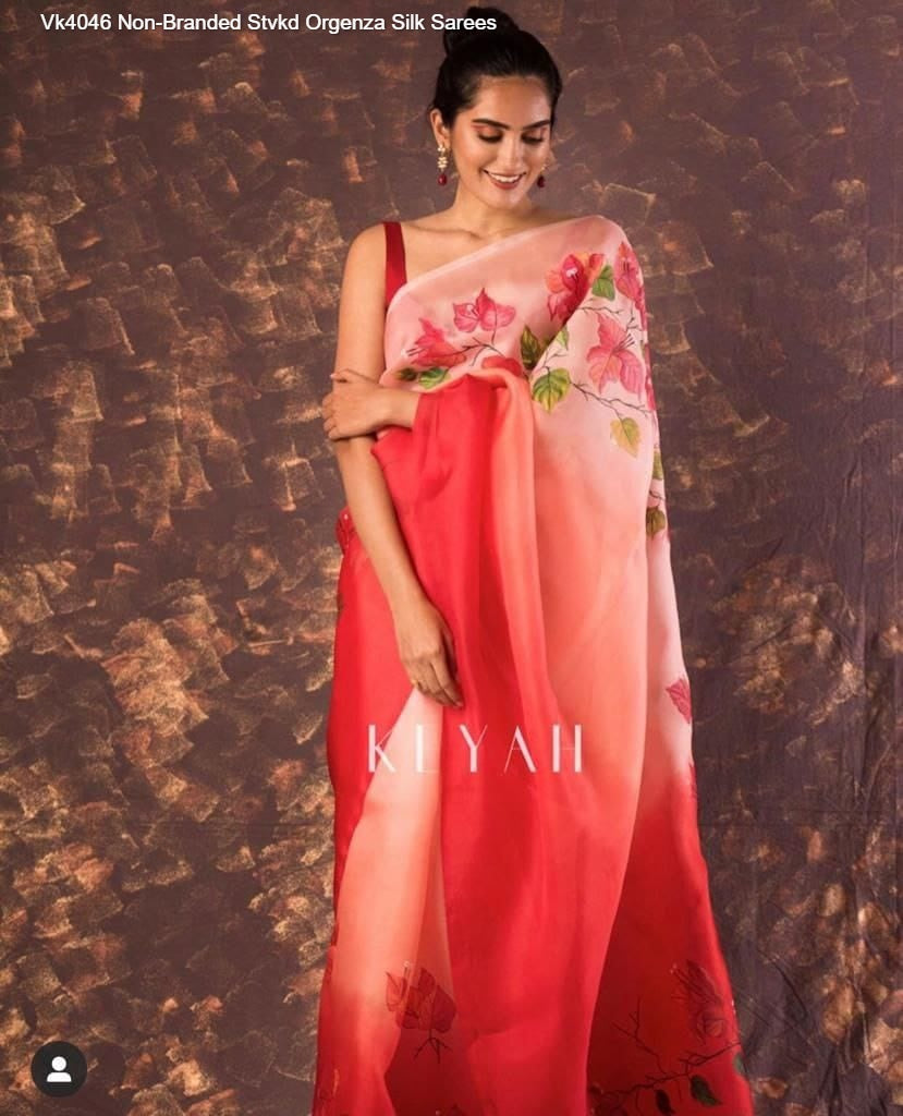 Vk4046 Non-Branded Stvkd Orgenza Silk Sarees