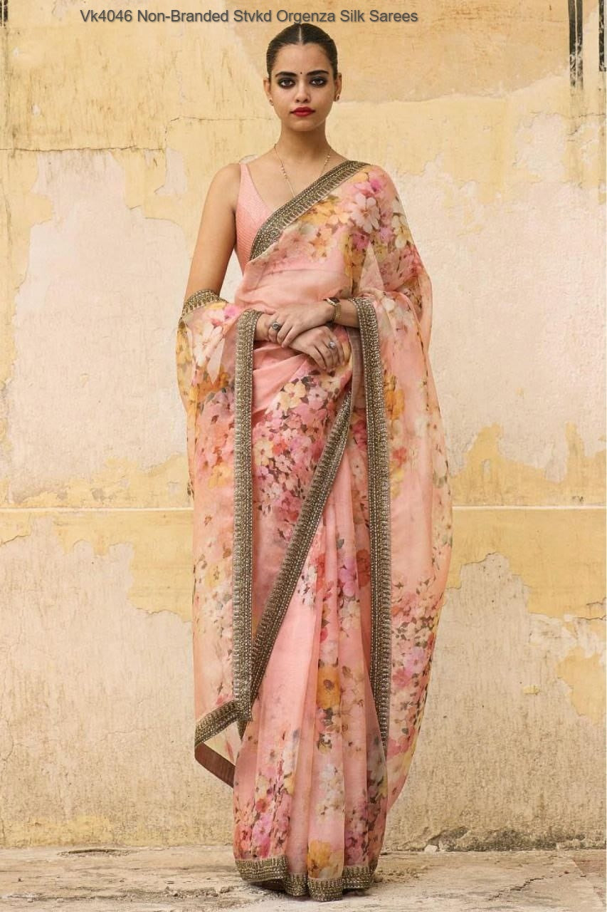 Vk4046 Non-Branded Stvkd Orgenza Silk Sarees