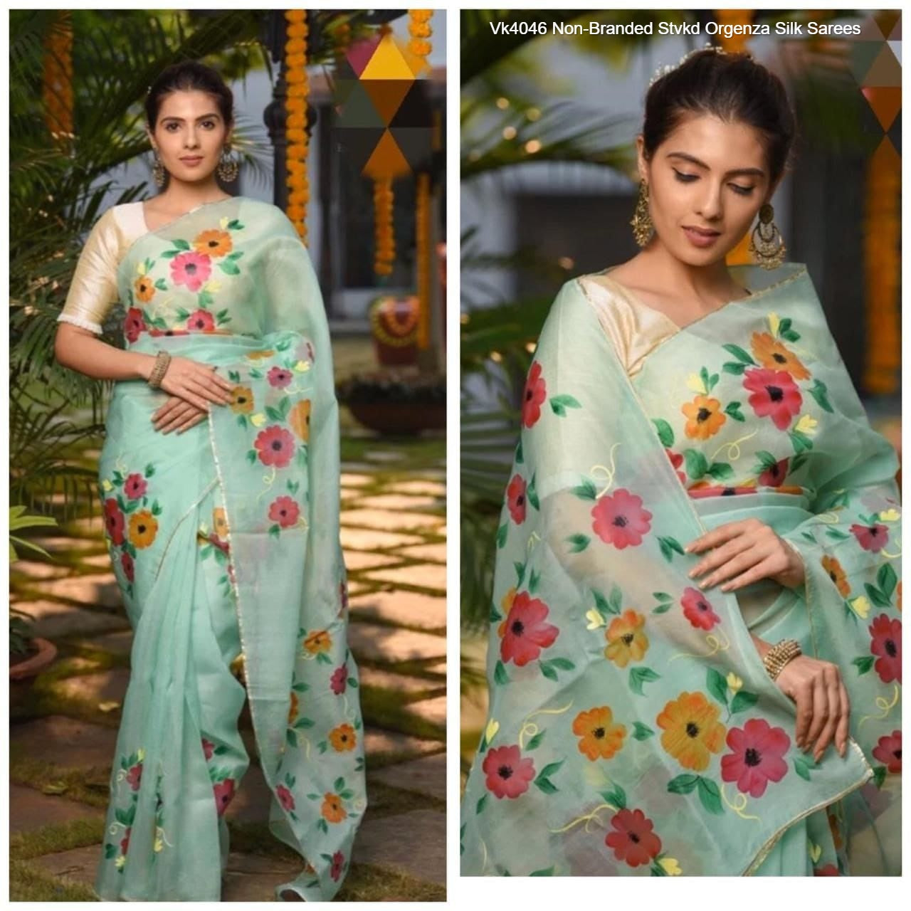 Vk4046 Non-Branded Stvkd Orgenza Silk Sarees