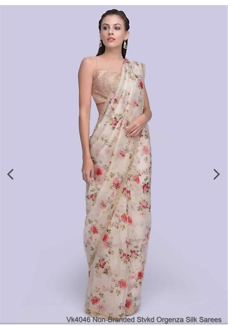 Vk4046 Non-Branded Stvkd Orgenza Silk Sarees