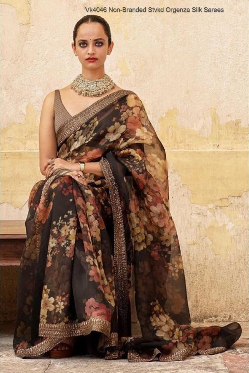 Vk4046 Non-Branded Stvkd Orgenza Silk Sarees