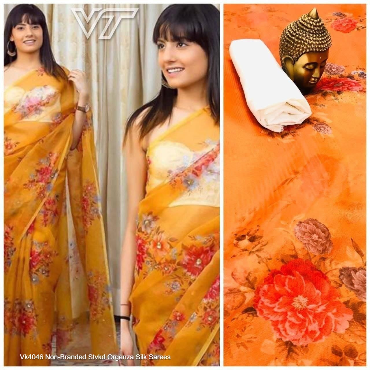 Vk4046 Non-Branded Stvkd Orgenza Silk Sarees