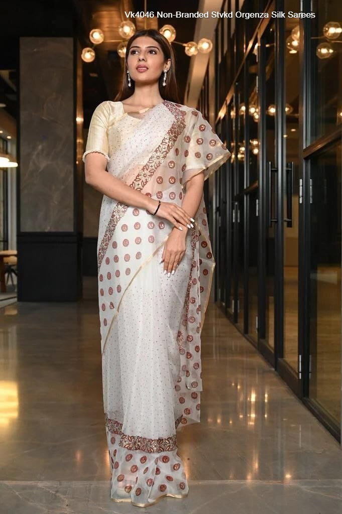 Vk4046 Non-Branded Stvkd Orgenza Silk Sarees
