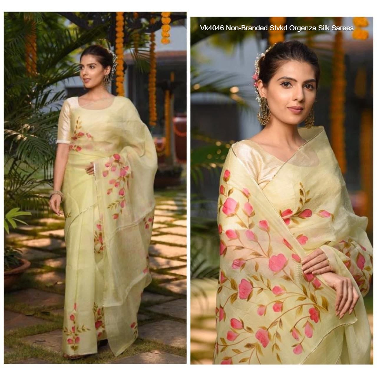 Vk4046 Non-Branded Stvkd Orgenza Silk Sarees