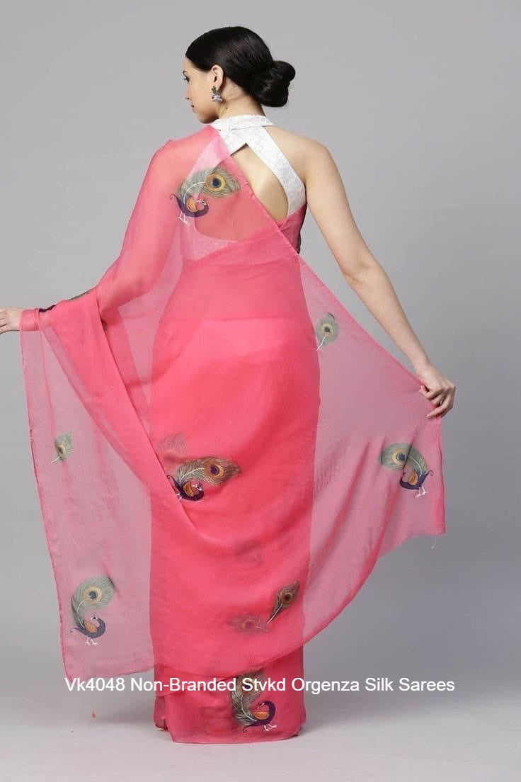 Vk4048 Non-Branded Stvkd Orgenza Silk Sarees