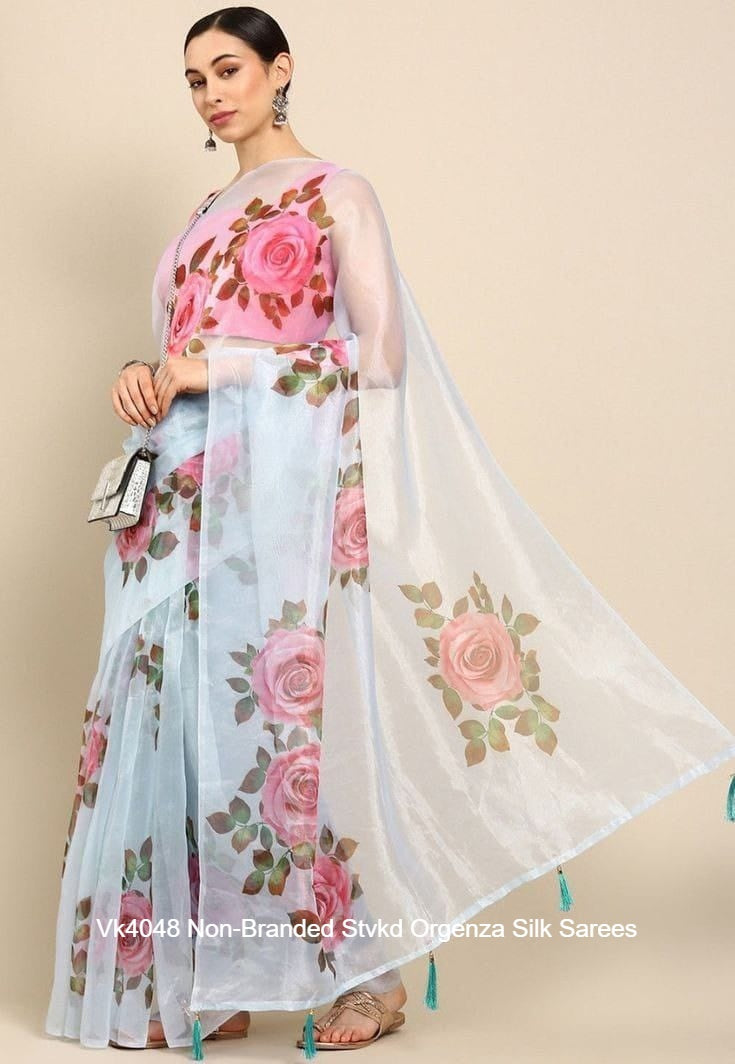 Vk4048 Non-Branded Stvkd Orgenza Silk Sarees