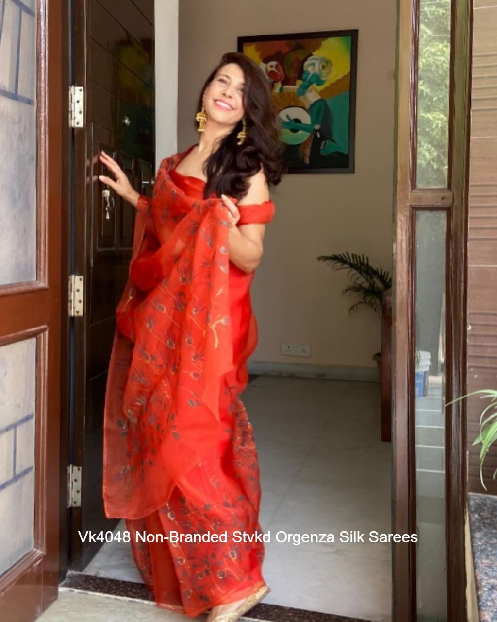Vk4048 Non-Branded Stvkd Orgenza Silk Sarees