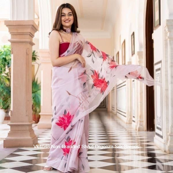 Vk4048 Non-Branded Stvkd Orgenza Silk Sarees