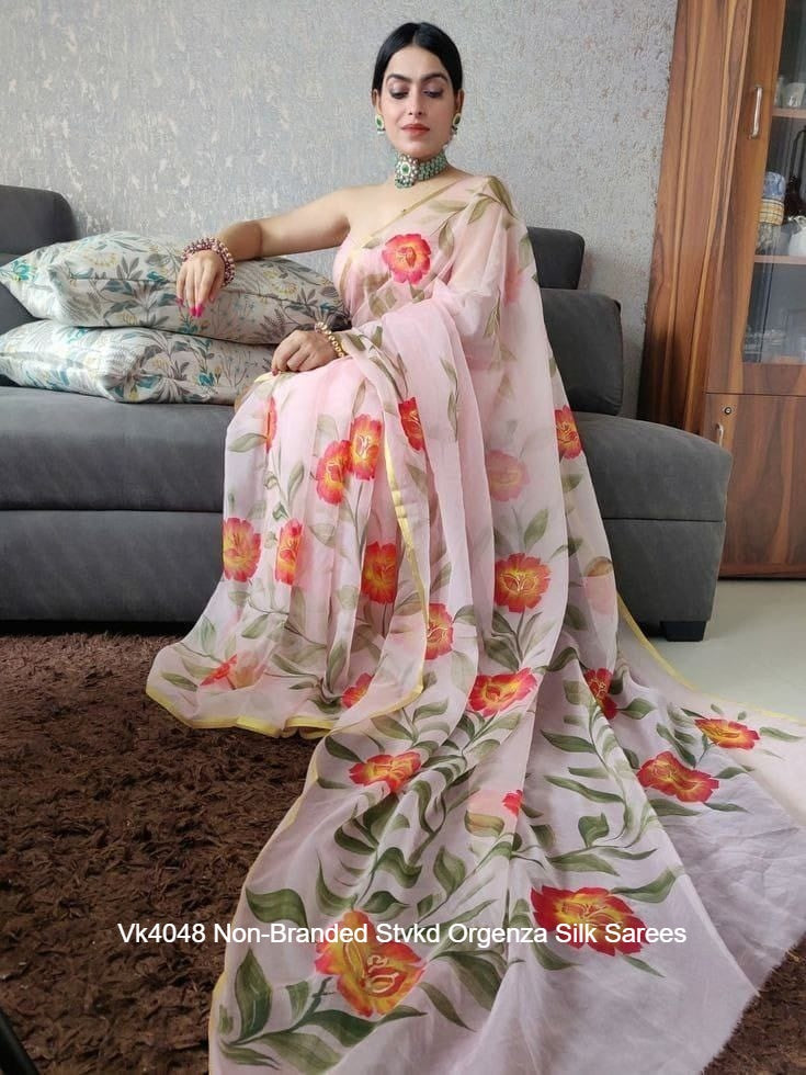 Vk4048 Non-Branded Stvkd Orgenza Silk Sarees