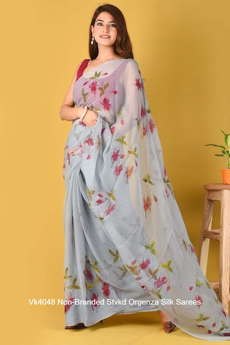 Vk4048 Non-Branded Stvkd Orgenza Silk Sarees