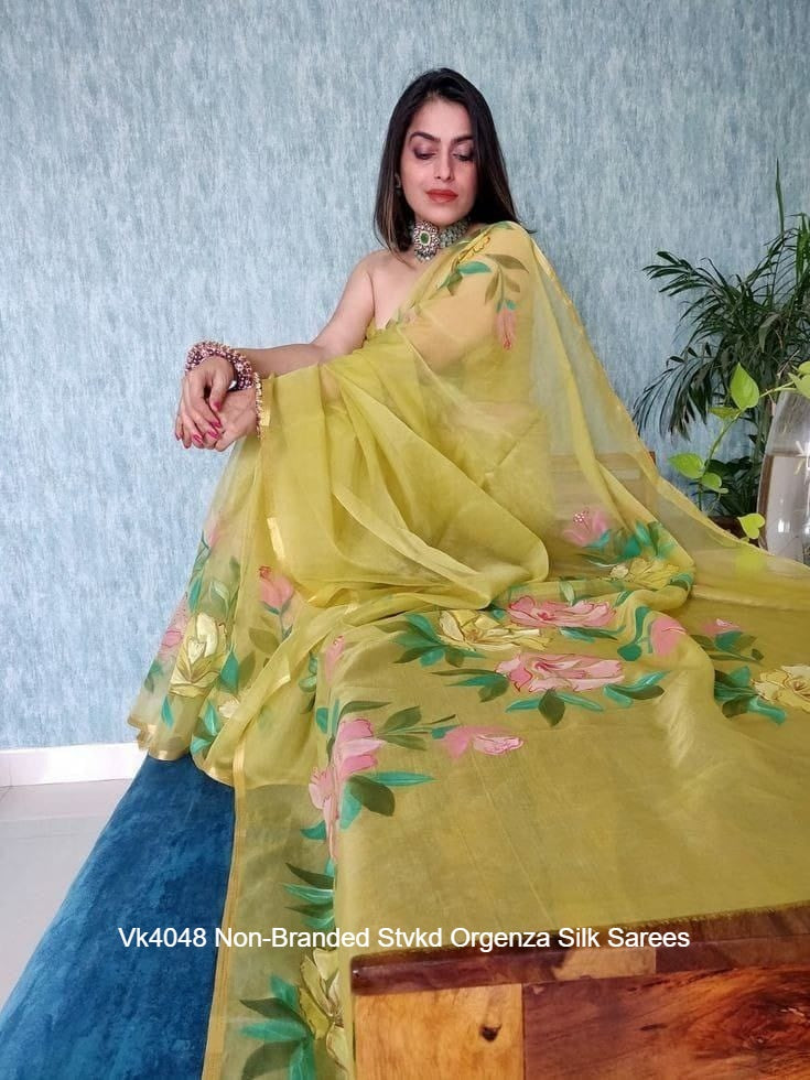 Vk4048 Non-Branded Stvkd Orgenza Silk Sarees