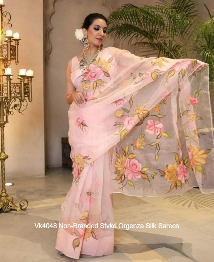 Vk4048 Non-Branded Stvkd Orgenza Silk Sarees