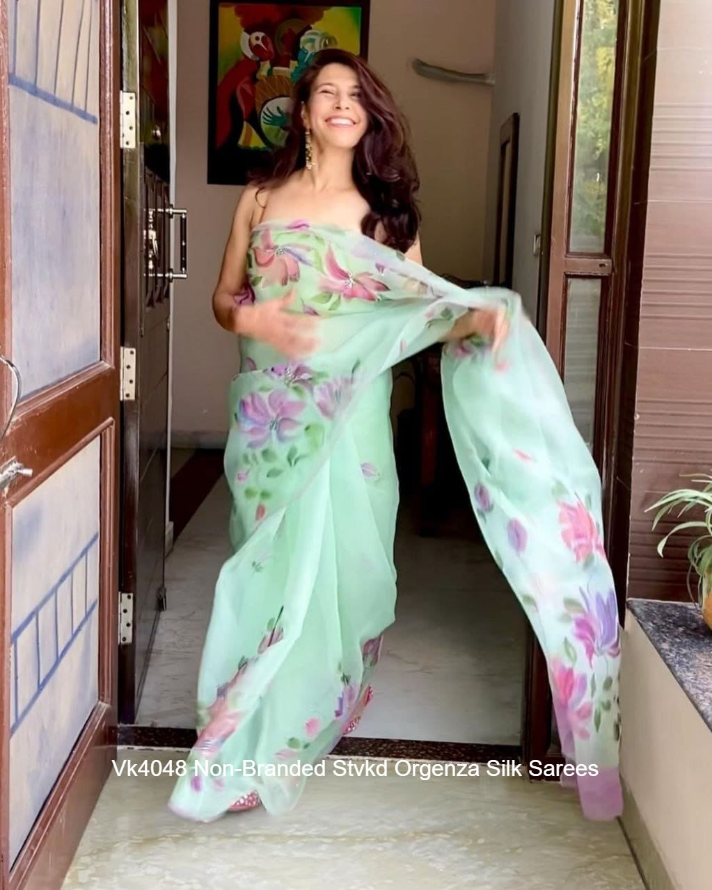 Vk4048 Non-Branded Stvkd Orgenza Silk Sarees