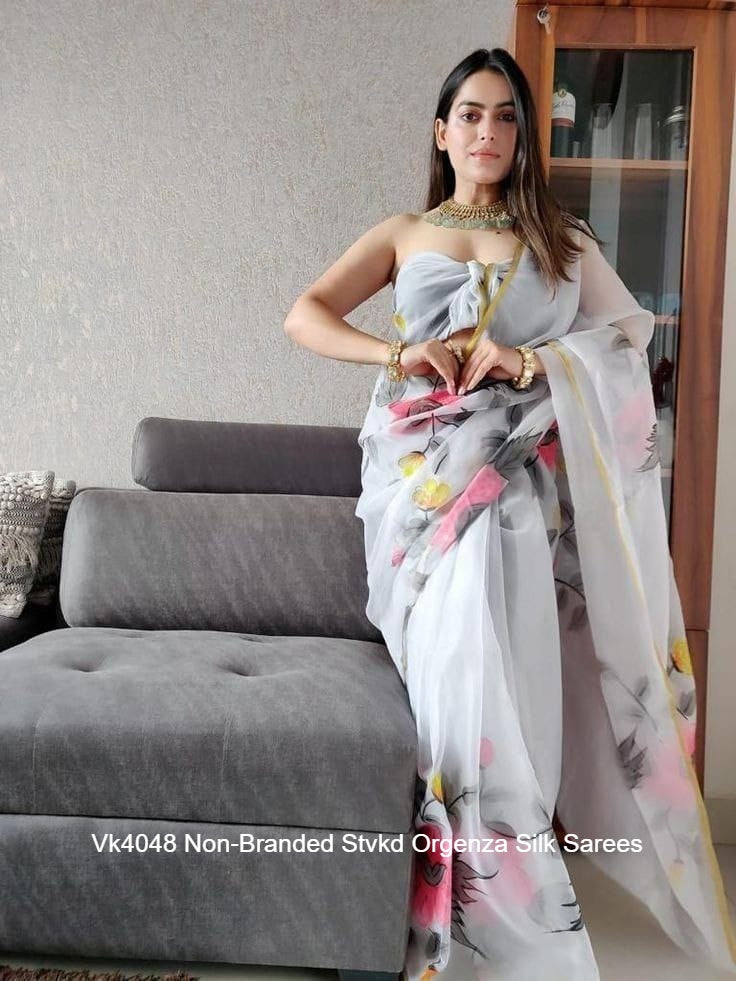 Vk4048 Non-Branded Stvkd Orgenza Silk Sarees