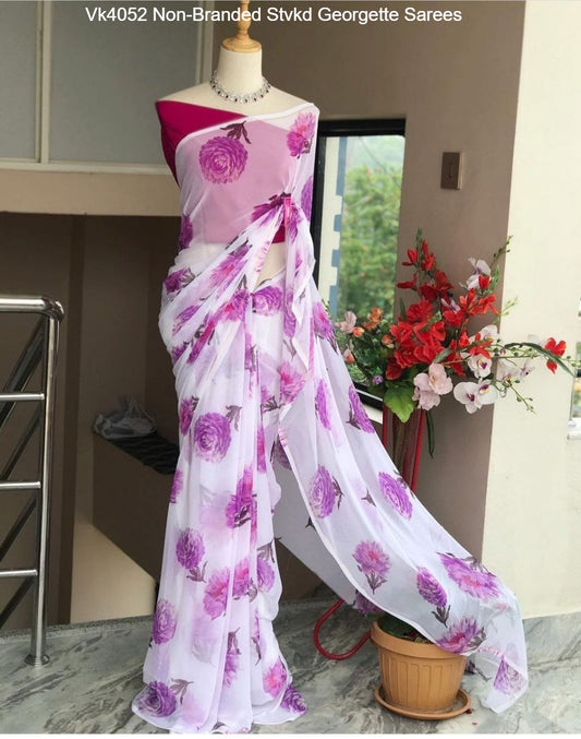 Vk4052 Non-Branded Stvkd Georgette Sarees