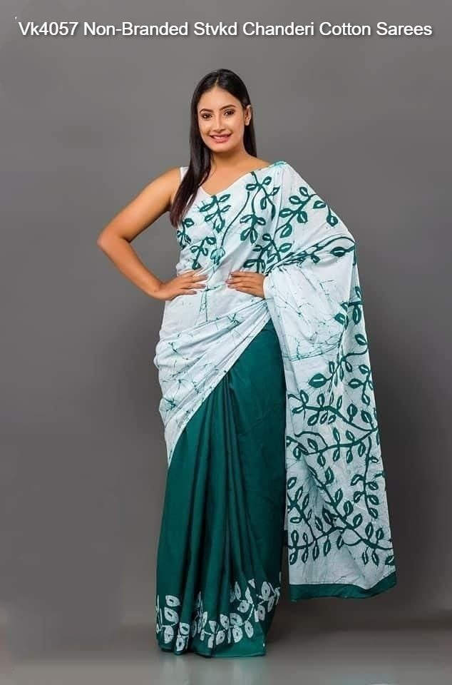 Vk4057 Non-Branded Stvkd Chanderi Cotton Sarees