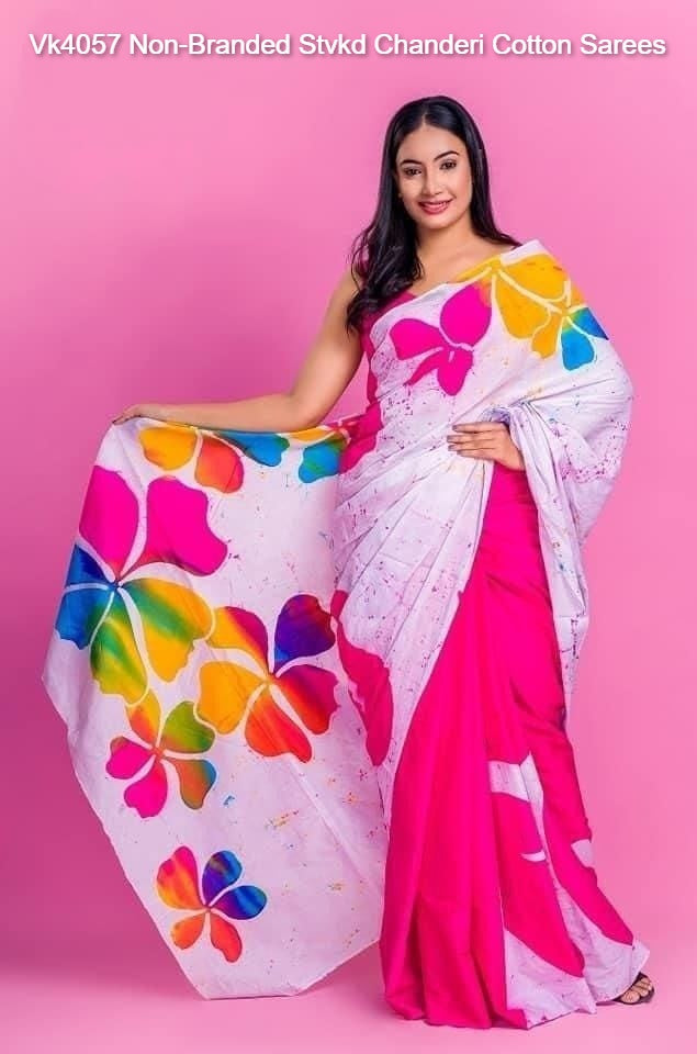 Vk4057 Non-Branded Stvkd Chanderi Cotton Sarees