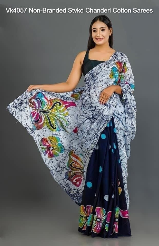 Vk4057 Non-Branded Stvkd Chanderi Cotton Sarees