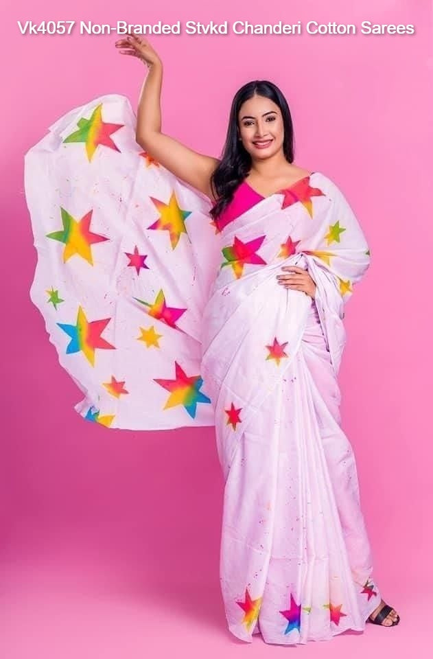 Vk4057 Non-Branded Stvkd Chanderi Cotton Sarees