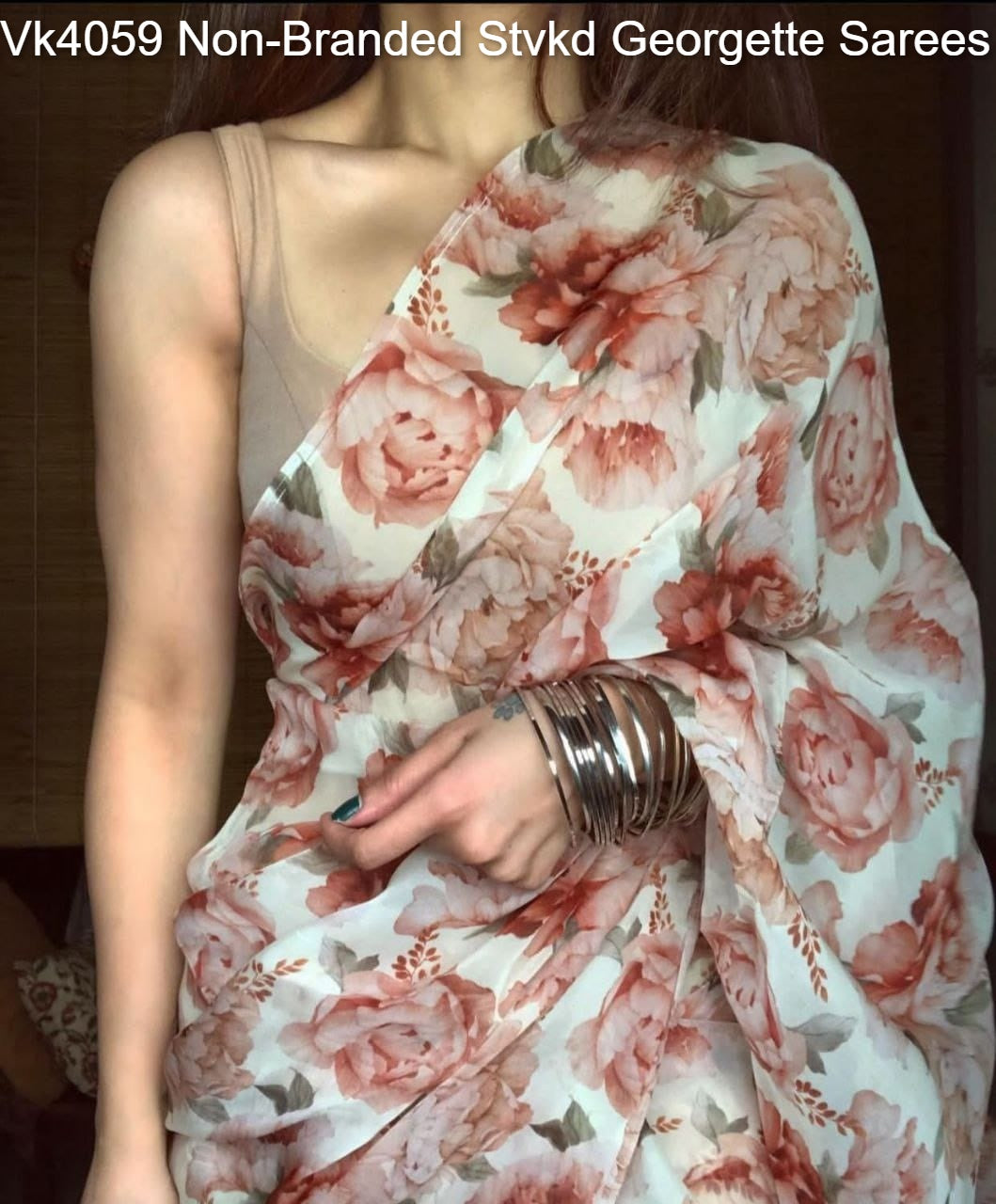 Vk4059 Non-Branded Stvkd Georgette Sarees