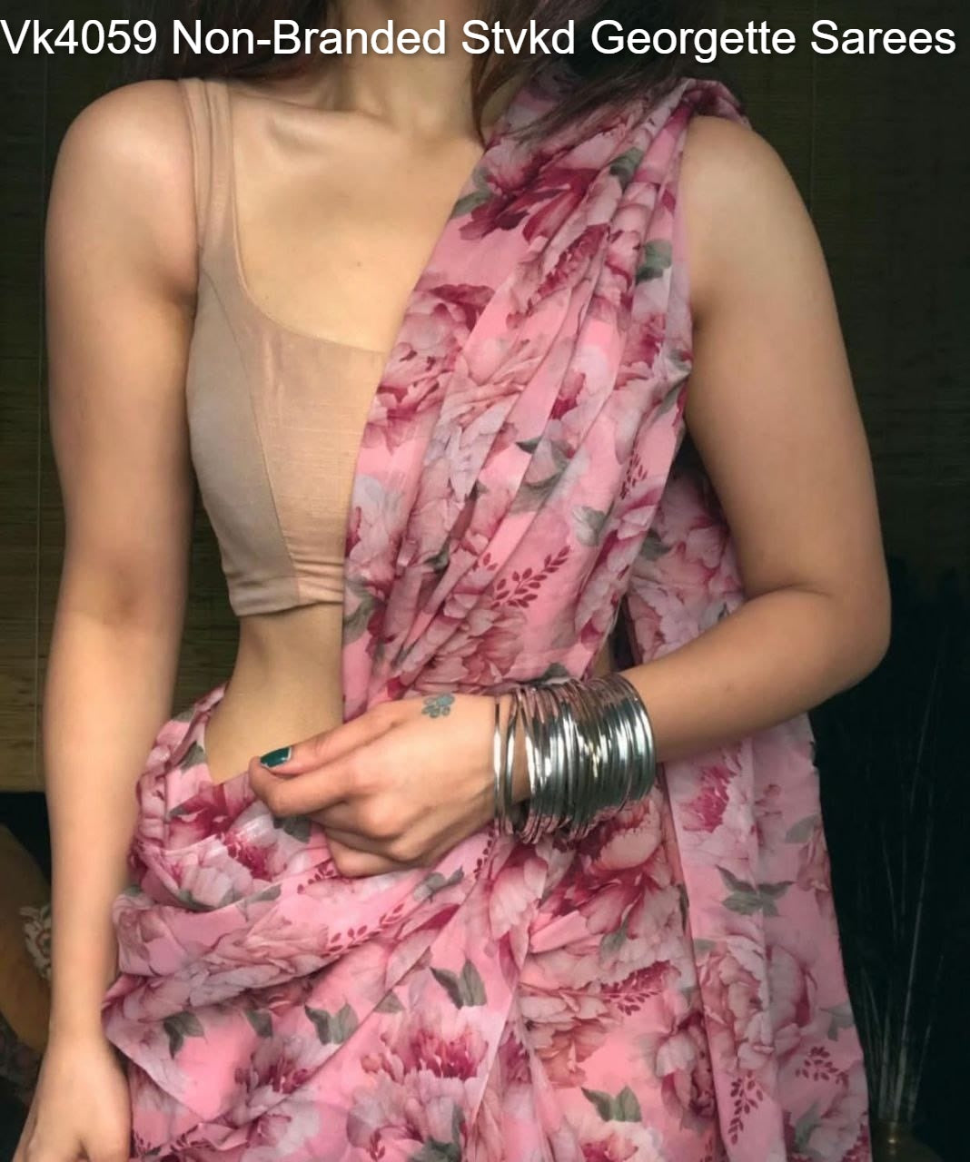 Vk4059 Non-Branded Stvkd Georgette Sarees