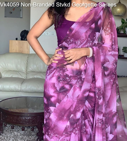 Vk4059 Non-Branded Stvkd Georgette Sarees