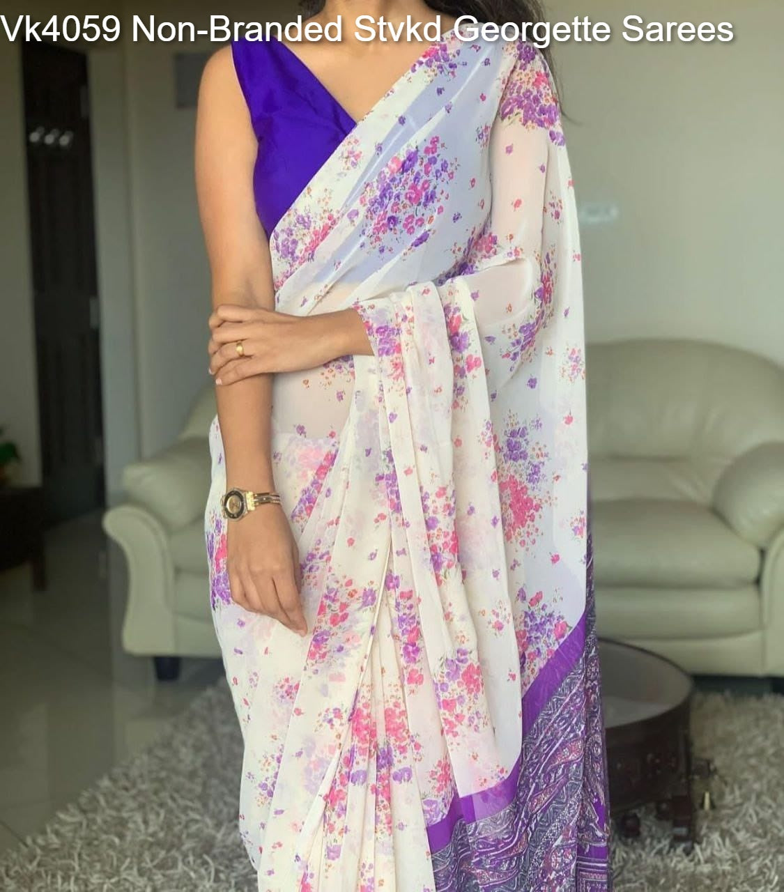 Vk4059 Non-Branded Stvkd Georgette Sarees