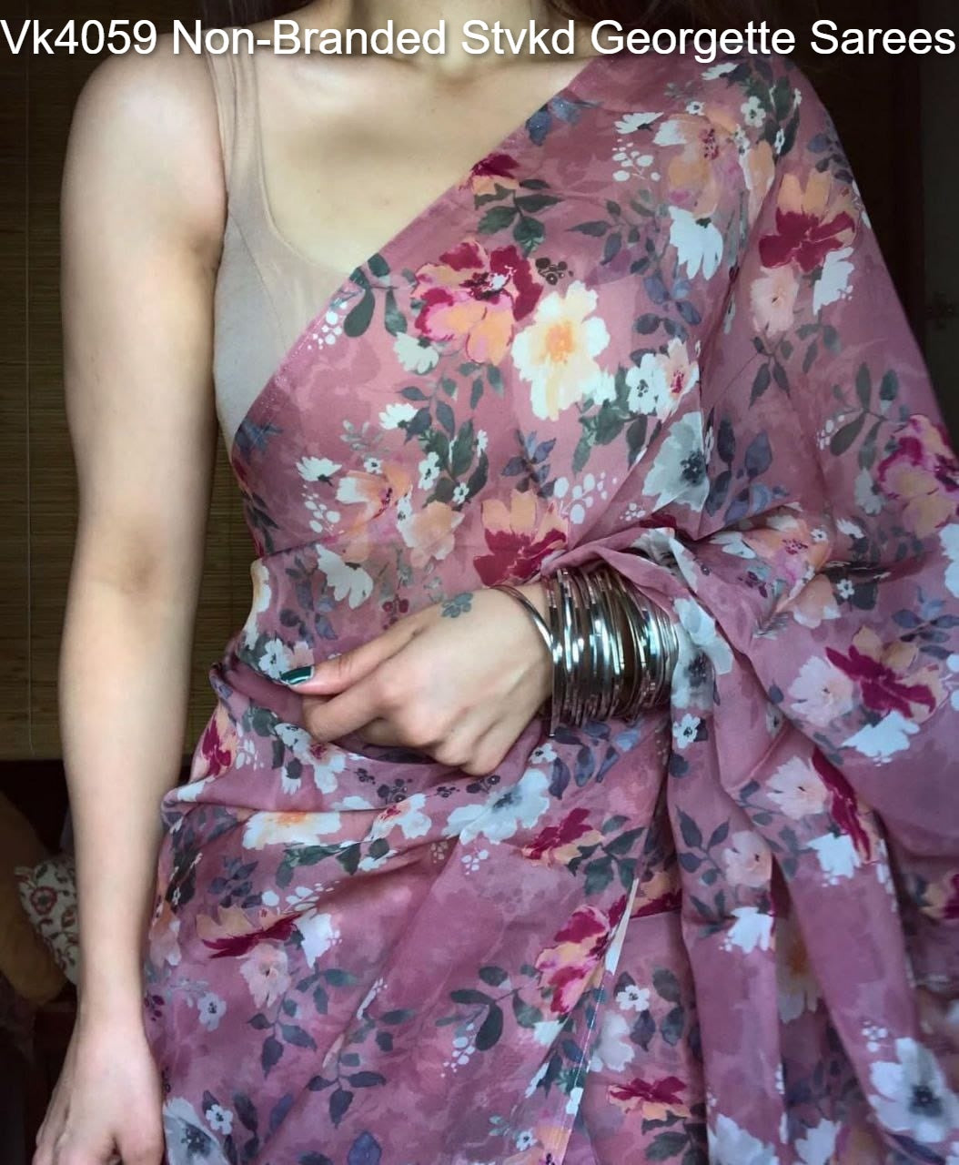 Vk4059 Non-Branded Stvkd Georgette Sarees