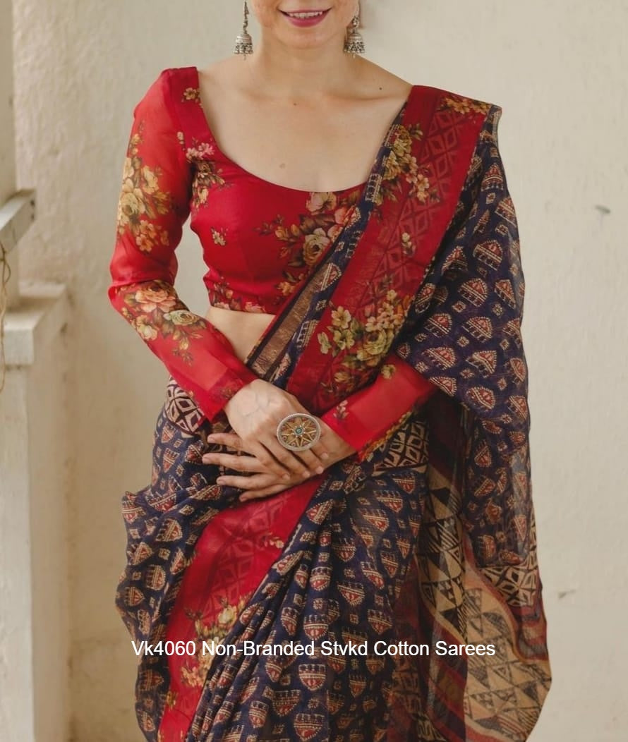 Vk4060 Non-Branded Stvkd Cotton Sarees
