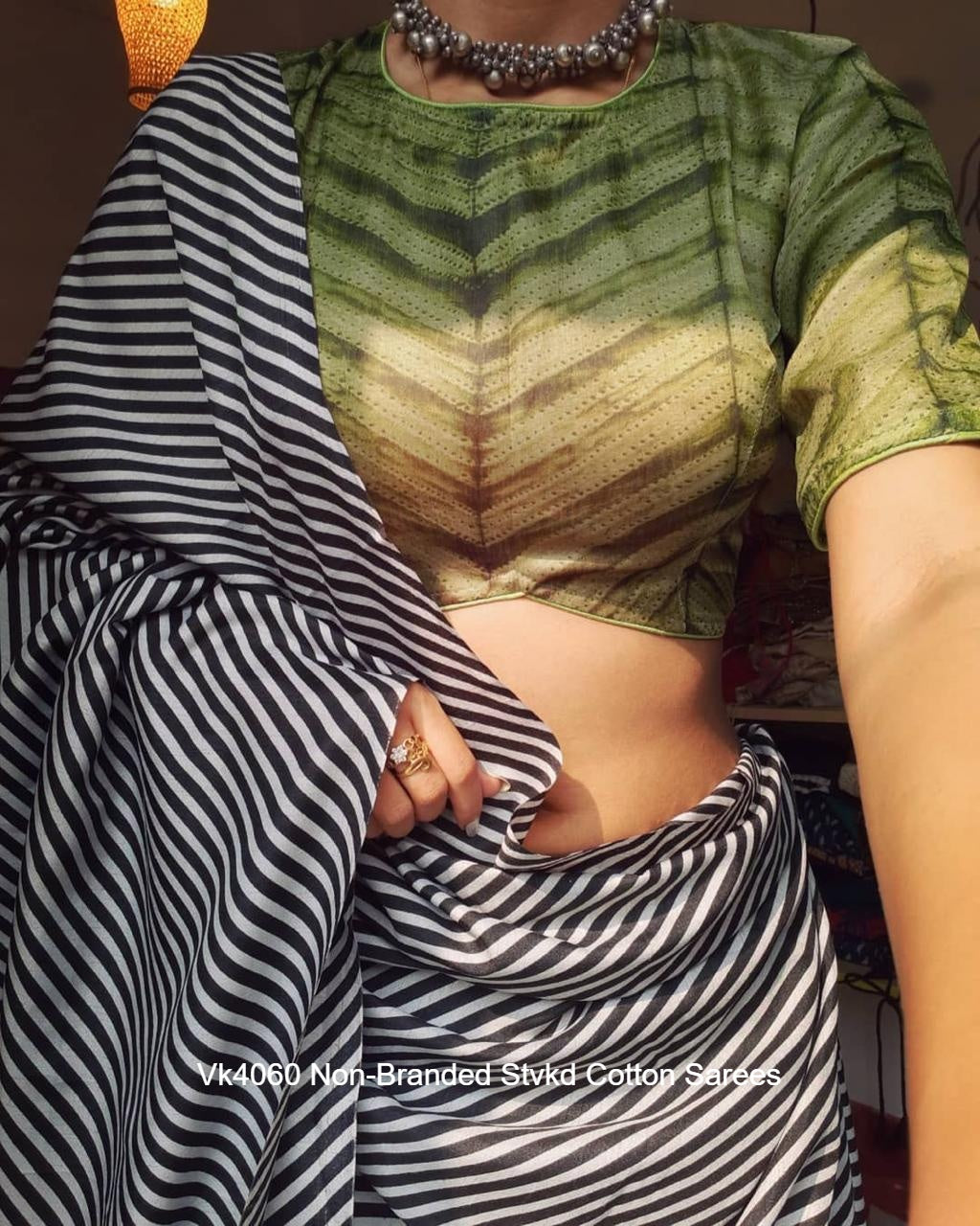 Vk4060 Non-Branded Stvkd Cotton Sarees