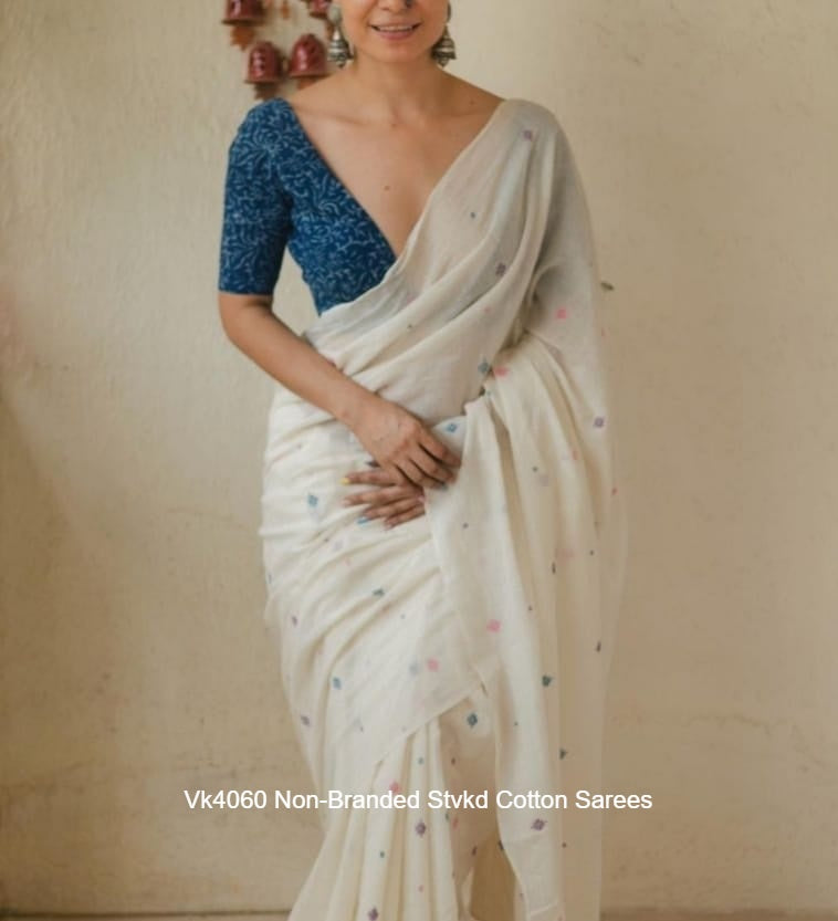 Vk4060 Non-Branded Stvkd Cotton Sarees