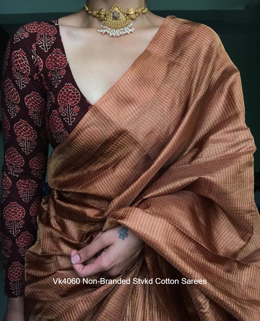 Vk4060 Non-Branded Stvkd Cotton Sarees