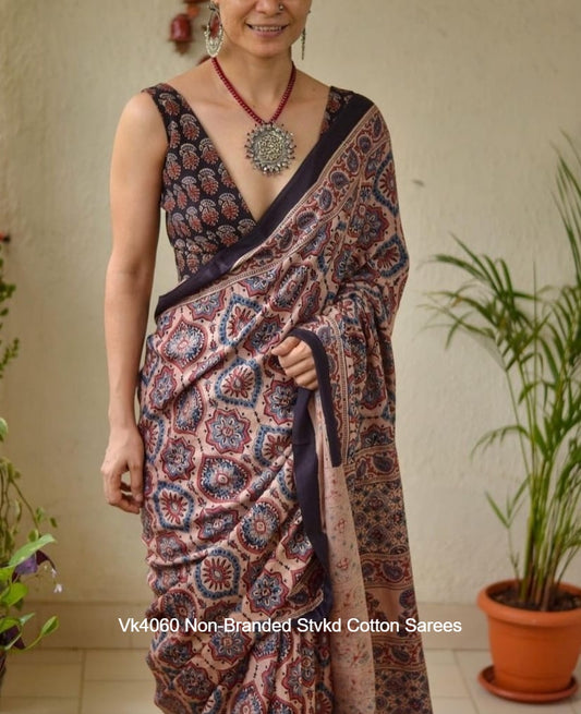 Vk4060 Non-Branded Stvkd Cotton Sarees