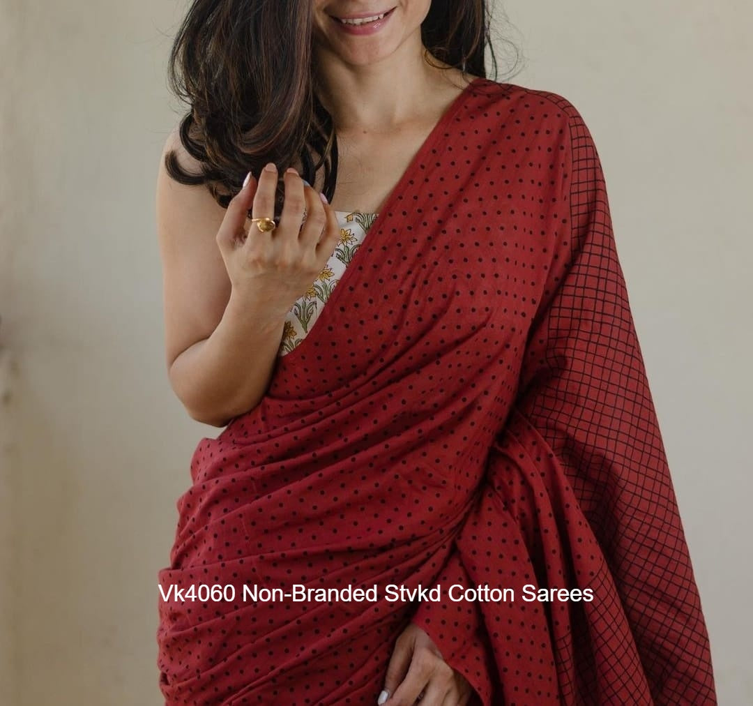 Vk4060 Non-Branded Stvkd Cotton Sarees