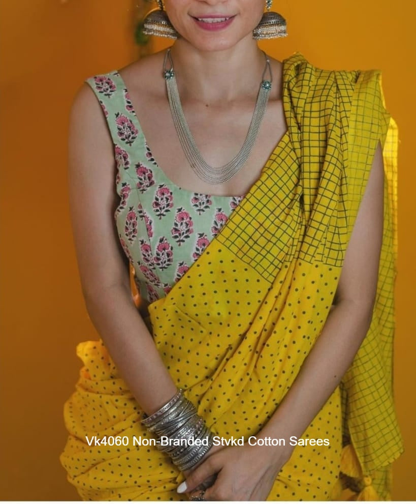 Vk4060 Non-Branded Stvkd Cotton Sarees