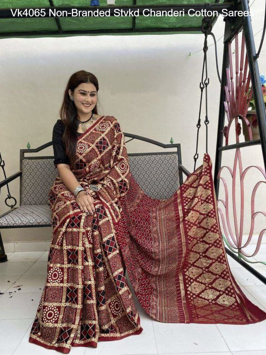 Vk4065 Non-Branded Stvkd Chanderi Cotton Sarees