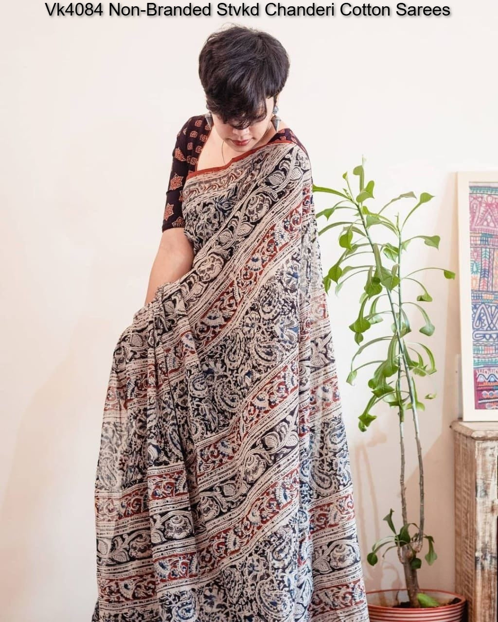 Vk4084 Non-Branded Stvkd Chanderi Cotton Sarees