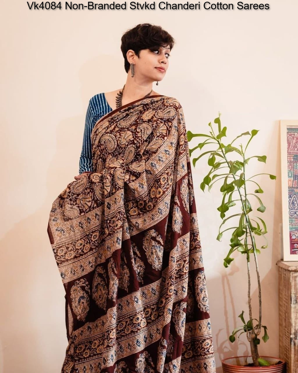 Vk4084 Non-Branded Stvkd Chanderi Cotton Sarees