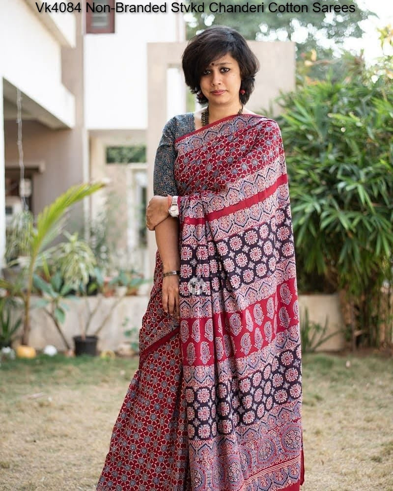 Vk4084 Non-Branded Stvkd Chanderi Cotton Sarees