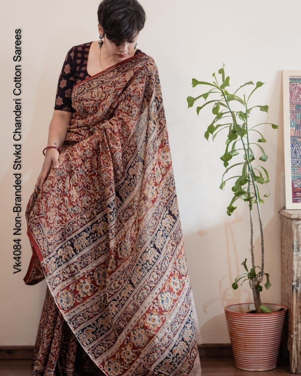 Vk4084 Non-Branded Stvkd Chanderi Cotton Sarees