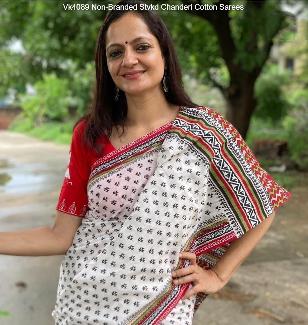 Vk4089 Non-Branded Stvkd Chanderi Cotton Sarees